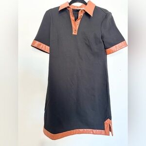 Eliza J Faux leather trim polo mini dress office business size 4
